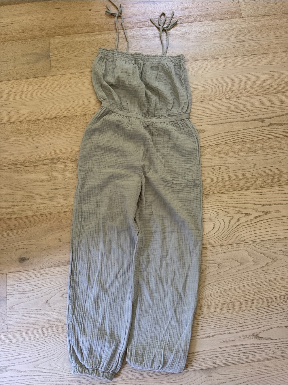 Z Supply Olive Gauze Tie-Strap Jumpsuit